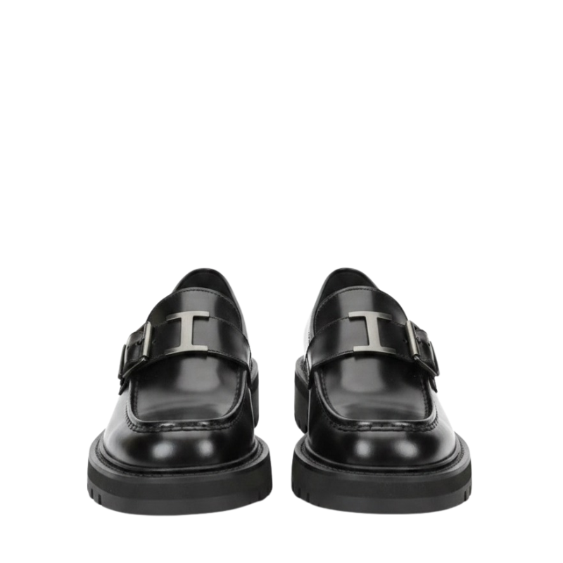 Luxury Rugged Buckle Leather Loafers