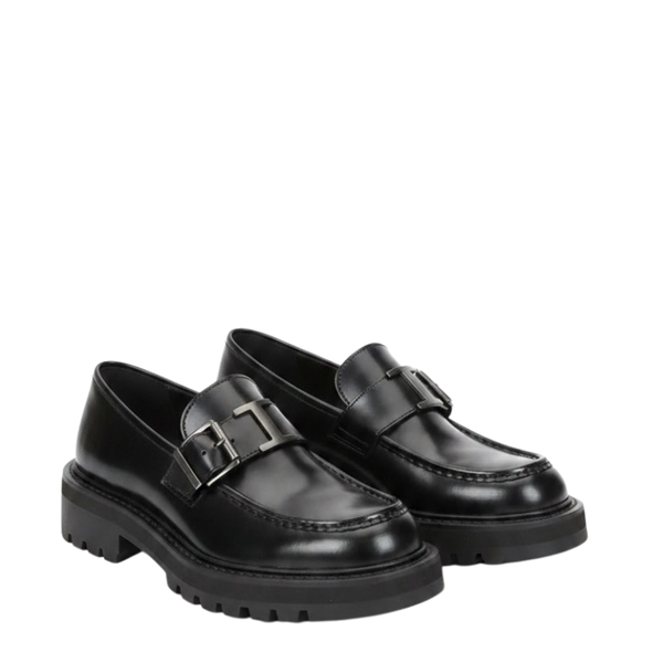 Luxury Rugged Buckle Leather Loafers