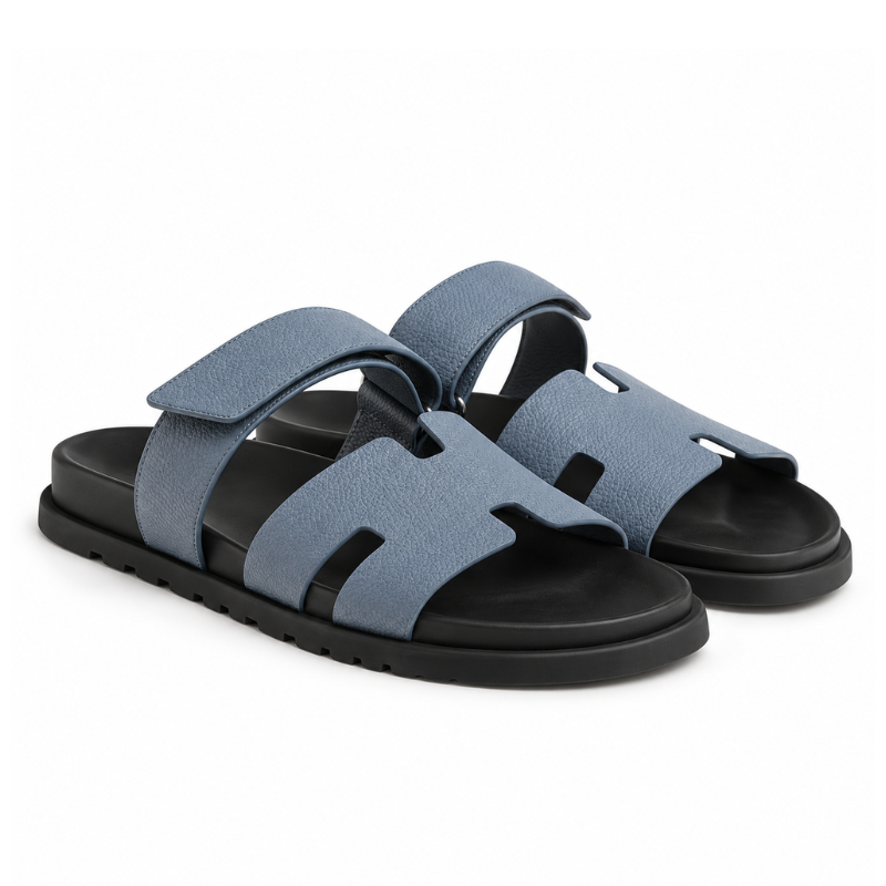 Luxury Sandal with Textured Buckle Strap