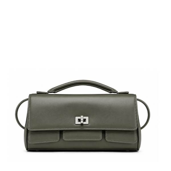 Luxury Structured Twist-Lock Top Handle Square Hand & Crossbody Bag