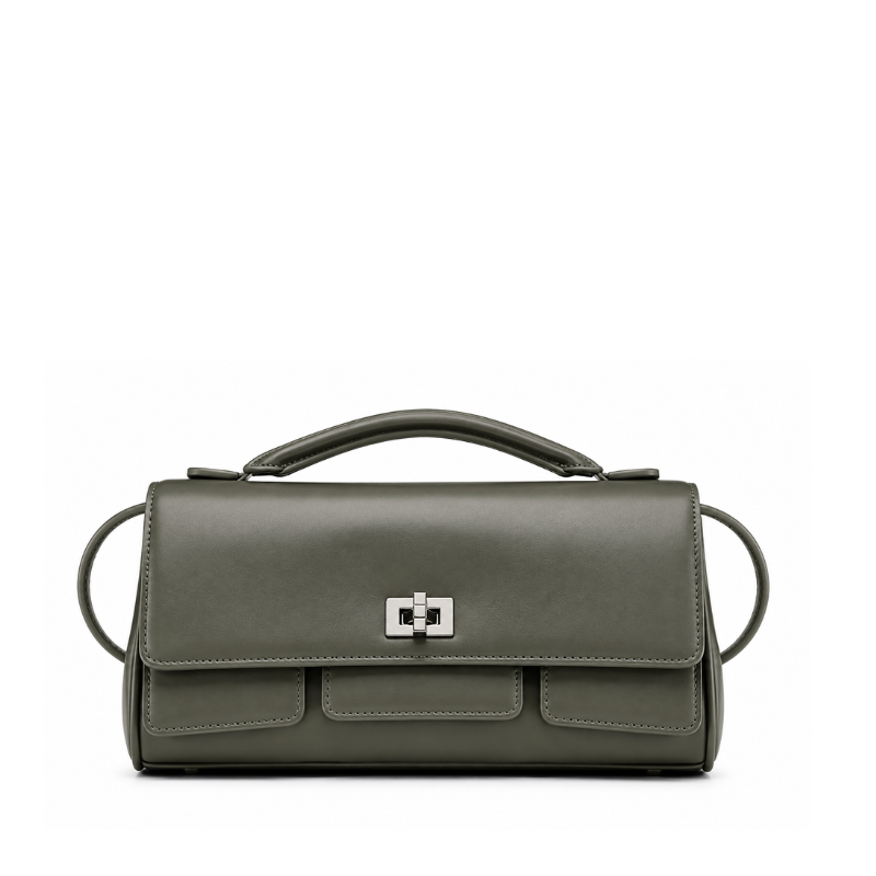 Luxury Structured Twist-Lock Top Handle Square Hand & Crossbody Bag