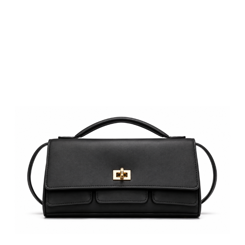 Luxury Structured Twist-Lock Top Handle Square Hand & Crossbody Bag
