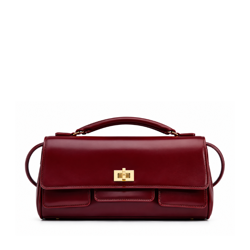 Luxury Structured Twist-Lock Top Handle Square Hand & Crossbody Bag