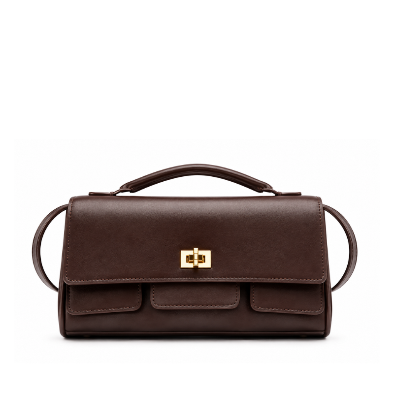 Luxury Structured Twist-Lock Top Handle Square Hand & Crossbody Bag