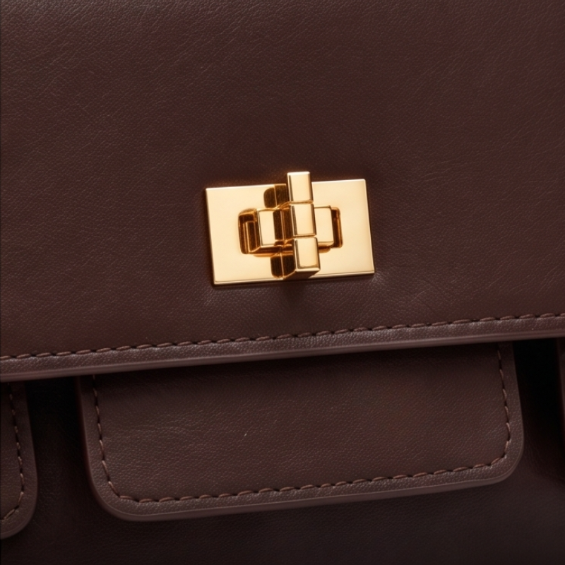 Luxury Structured Twist-Lock Top Handle Square Hand & Crossbody Bag