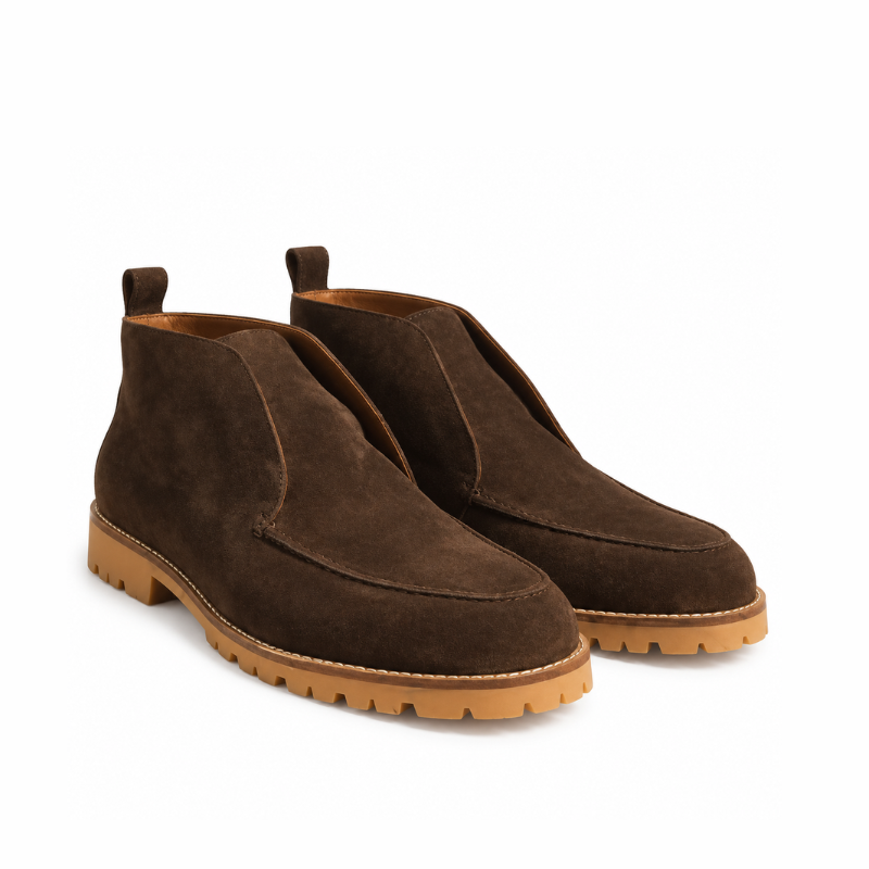 Luxury Suede Moc-Toe Ankle Boots