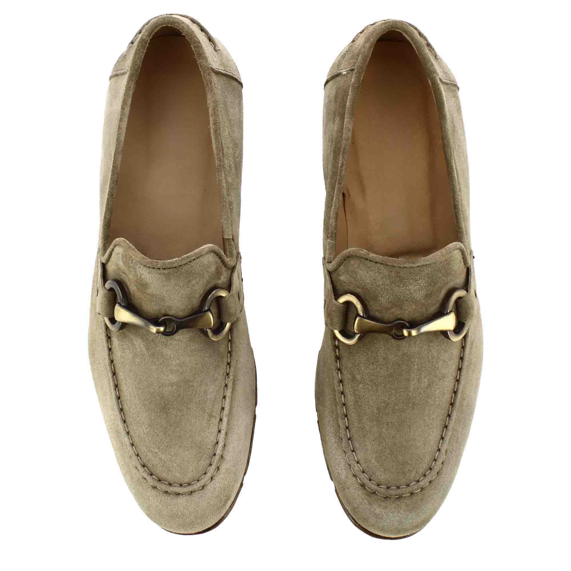 Men's beige suede moccasin