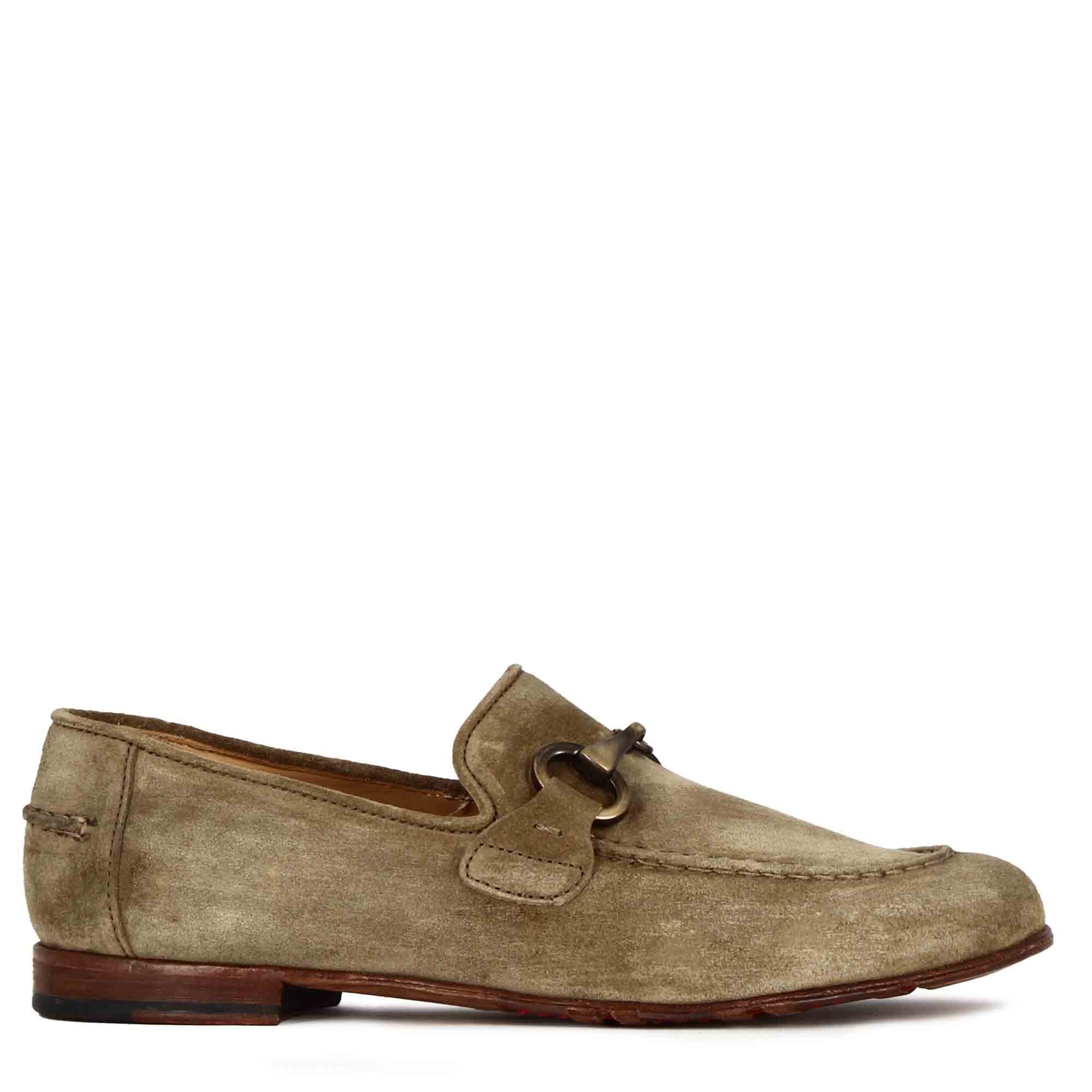 Men's beige suede moccasin