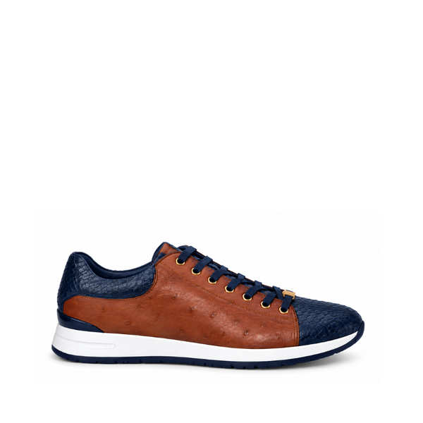 Maddox Exotic Leather Sneakers - Brown & Blue