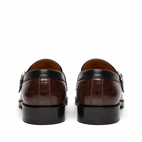 Majestic Croc Texture Buckle Leather Loafer