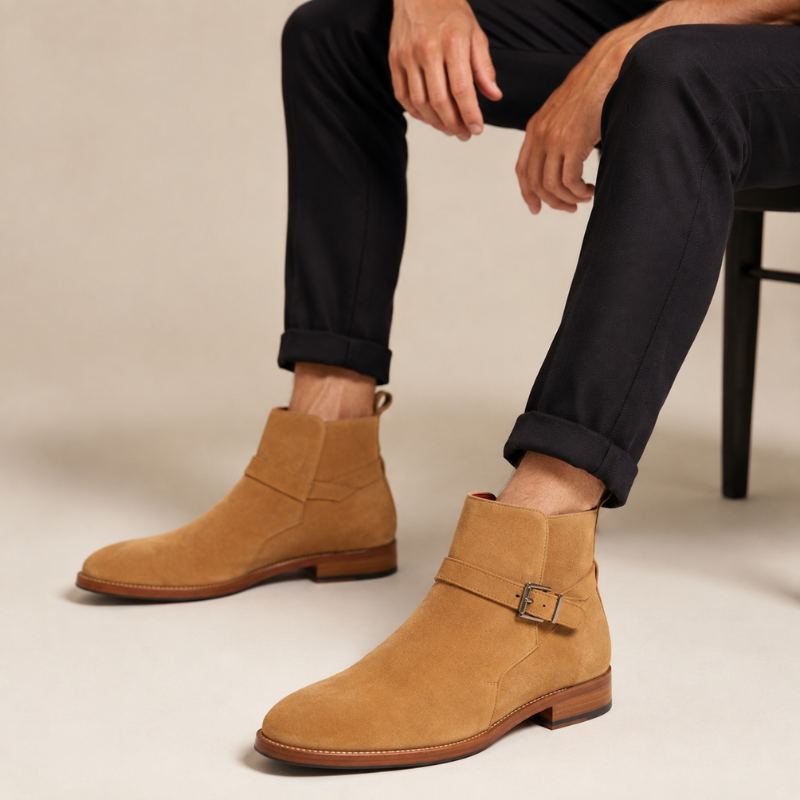 Manlio Suede Buckle Jodhpur Ankle Boots