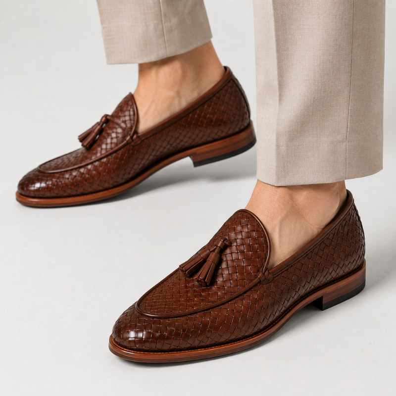 Matteo Classic Woven Tassel Loafers