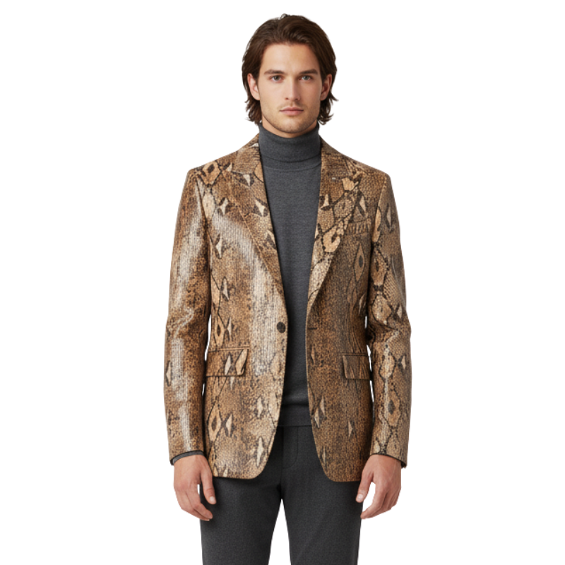 Serpent Skin Print Luxe Python Blazer