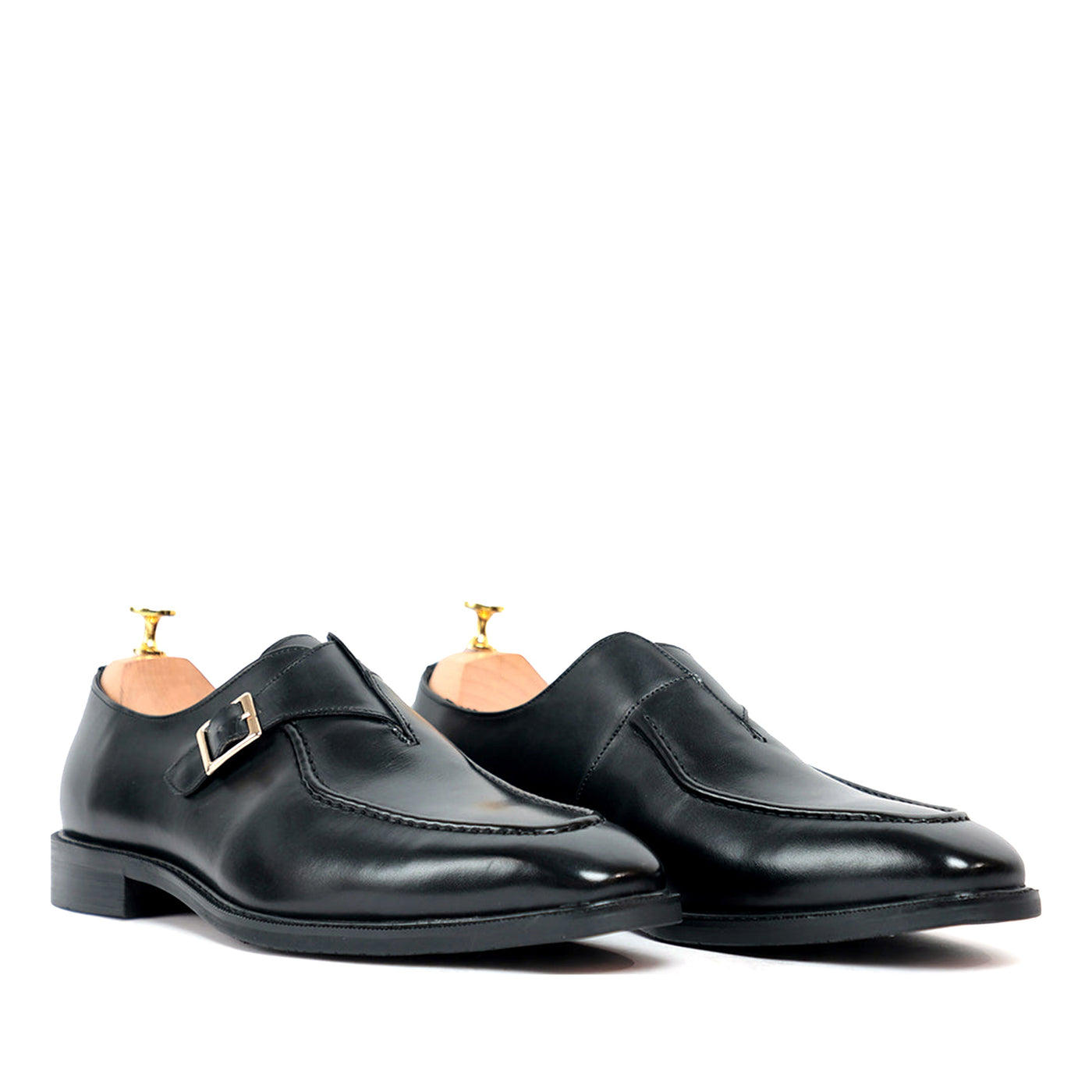 Melvin Plain Leather Single MonkStraps Shoe Black