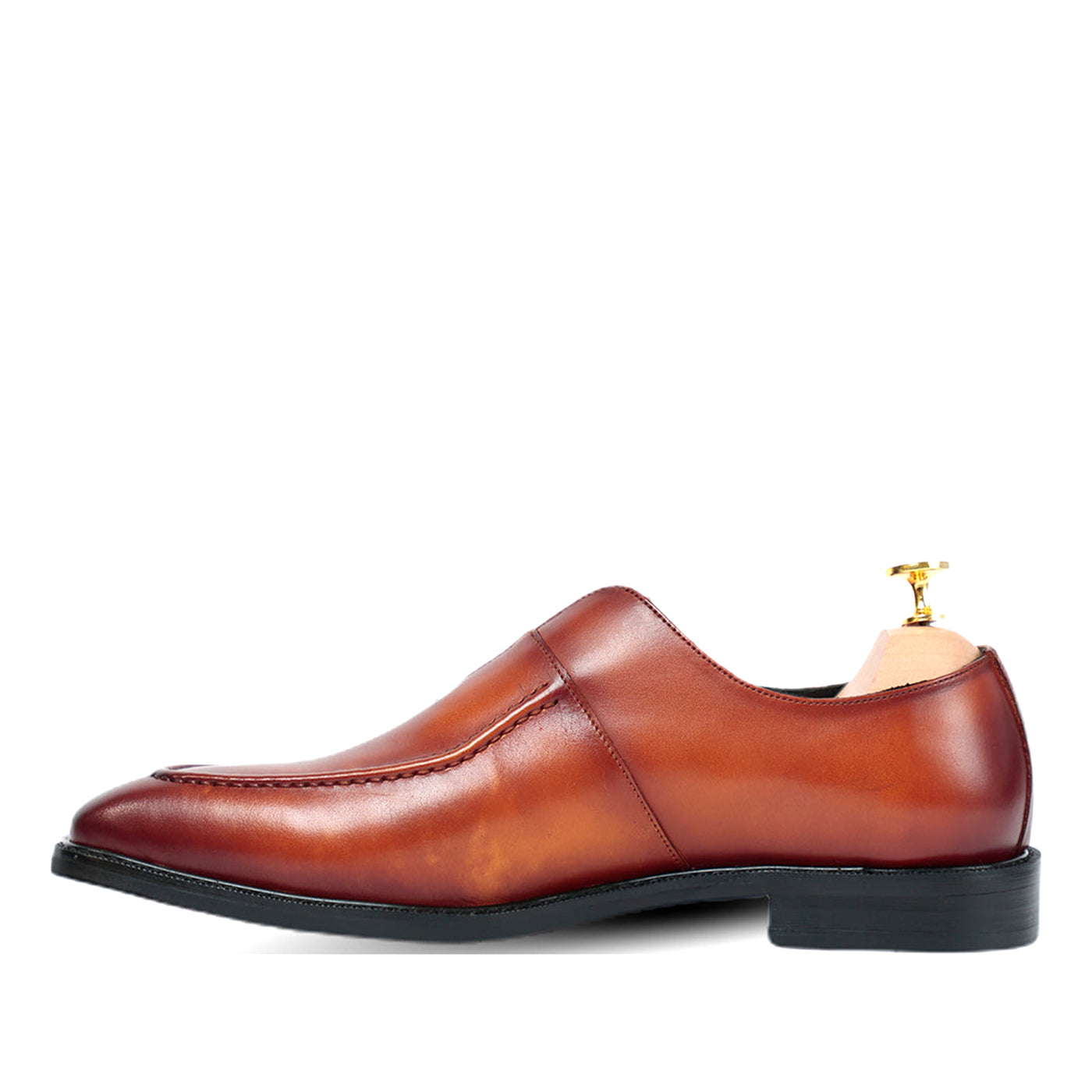 Melvin Plain Leather Single MonkStraps Shoe Black