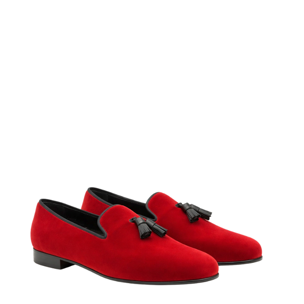 Men Custom Handmade Velvet Leather Tassel Loafer