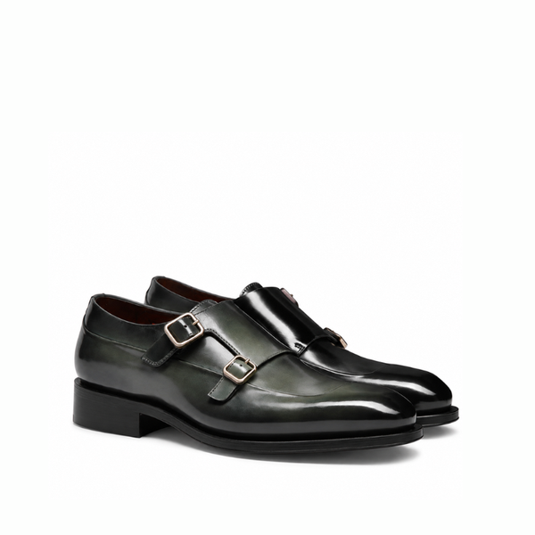 Men Cap Toe Double Strap Monk Shoe