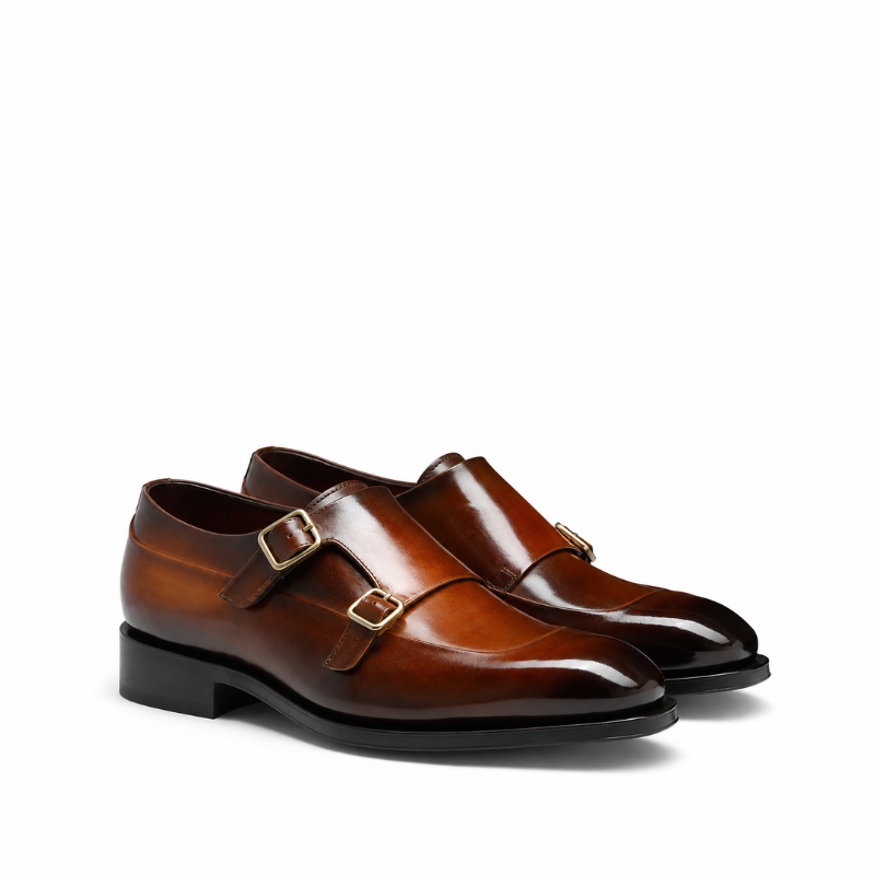 Men Cap Toe Double Strap Monk Shoe