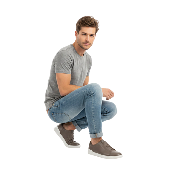 Men Smart Casual Leather Italian Triple Stitch Sneaker