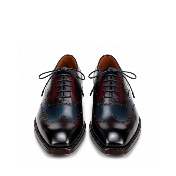 Mens Solid Leather Wingtip Oxford Shoes