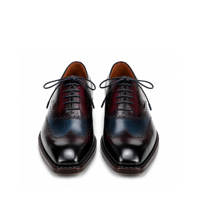 Men's Solid Leather Wingtip Oxford Shoes