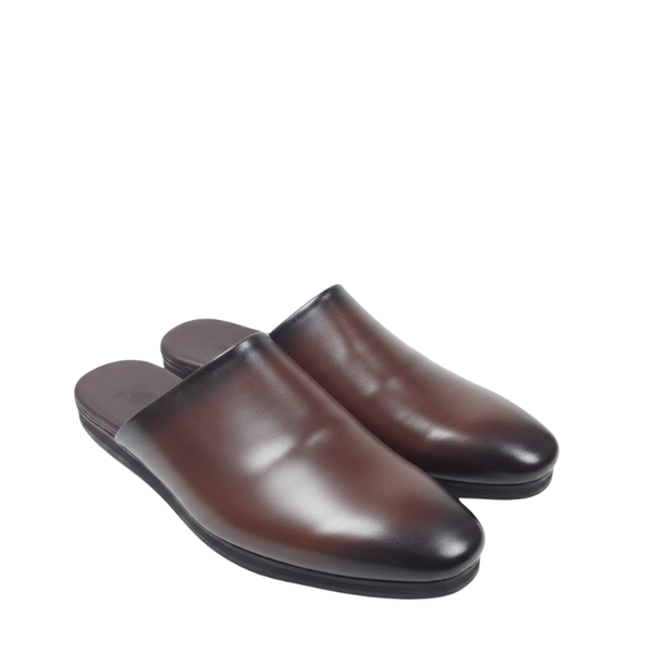 Men Striped Slip On Leather Slippers