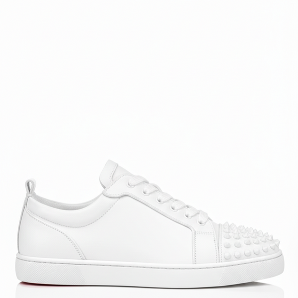 Men Suede Spike Studded Lace Up Sneaker - White