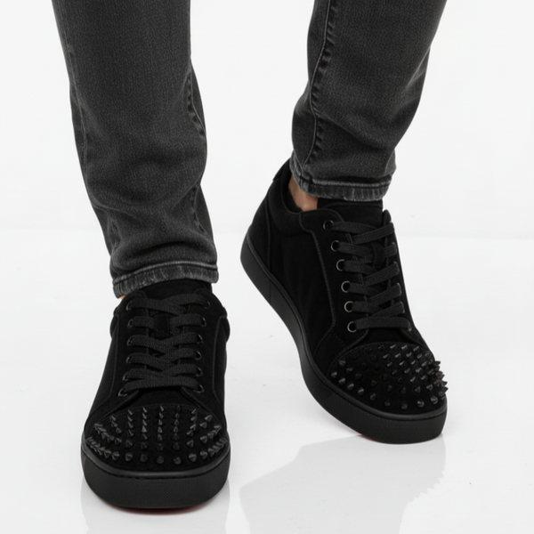 Men Suede Spike Studded Lace Up Sneaker