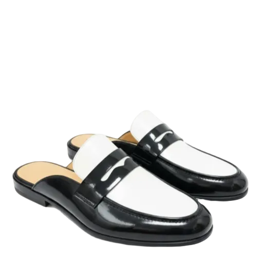 Menäó»s Monarch Contrast Leather Mules