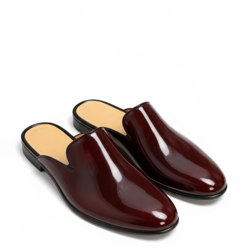 Menäó»s Regal Bordeaux Gloss Leather Mules