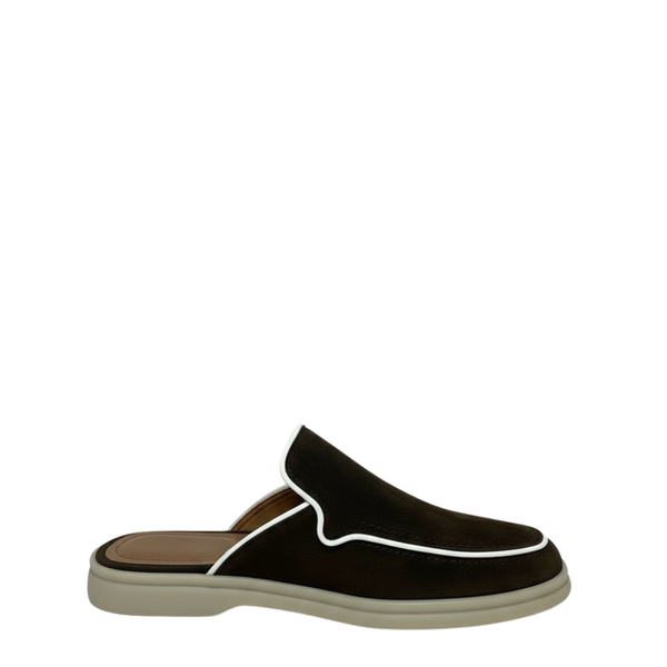 Relax Luxe Trim Suede Mule - Black