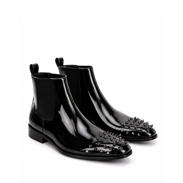 Men’s Chelsea Boots with Metallic Spike Studs
