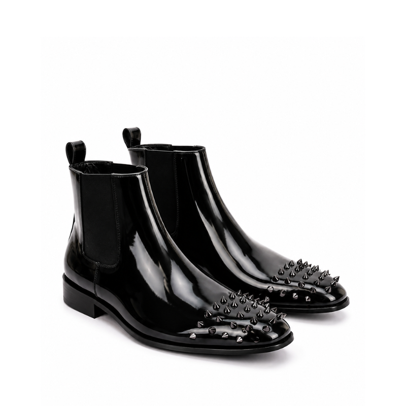 Men’s Chelsea Boots with Metallic Spike Studs