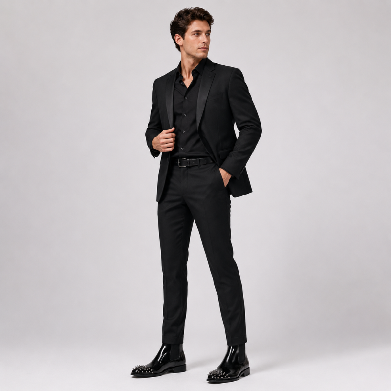 Men’s Chelsea Boots with Metallic Spike Studs