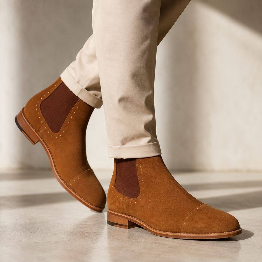 Men's Chelsea Spike Cap Toe Ankle Boots