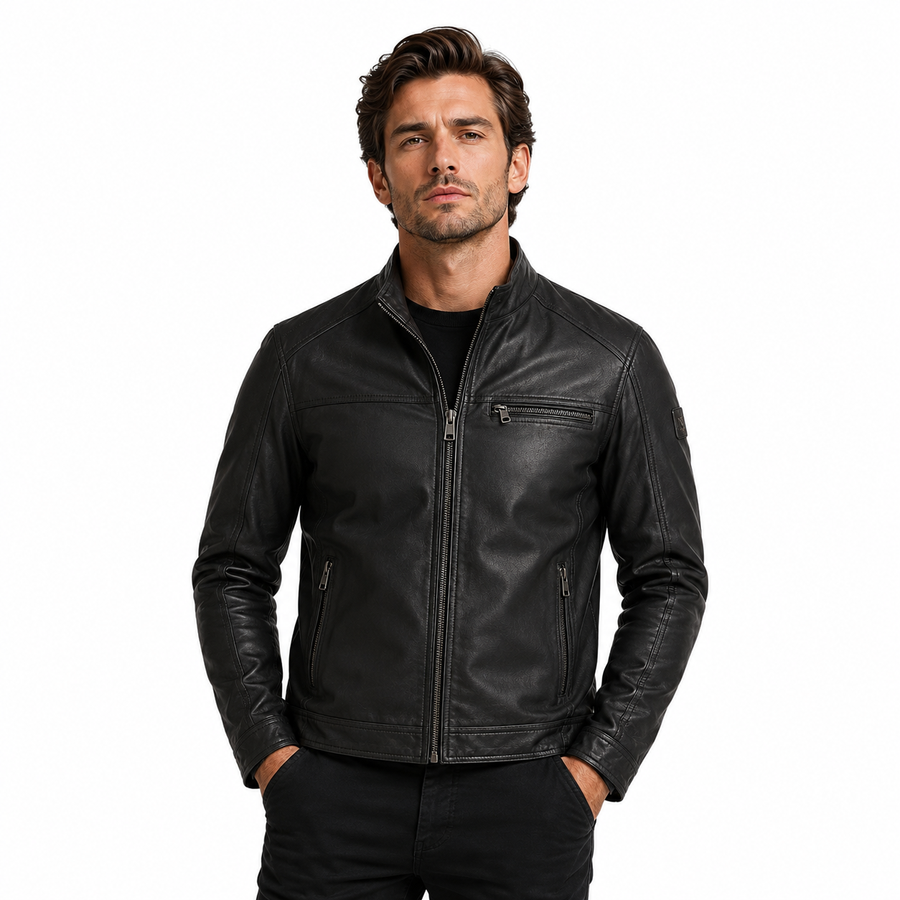 Men's Classic Italian Leather Racer Jacket