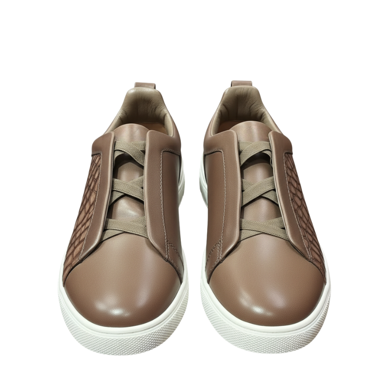 Men's Croc Sticth Style Casual Leather Sneakers