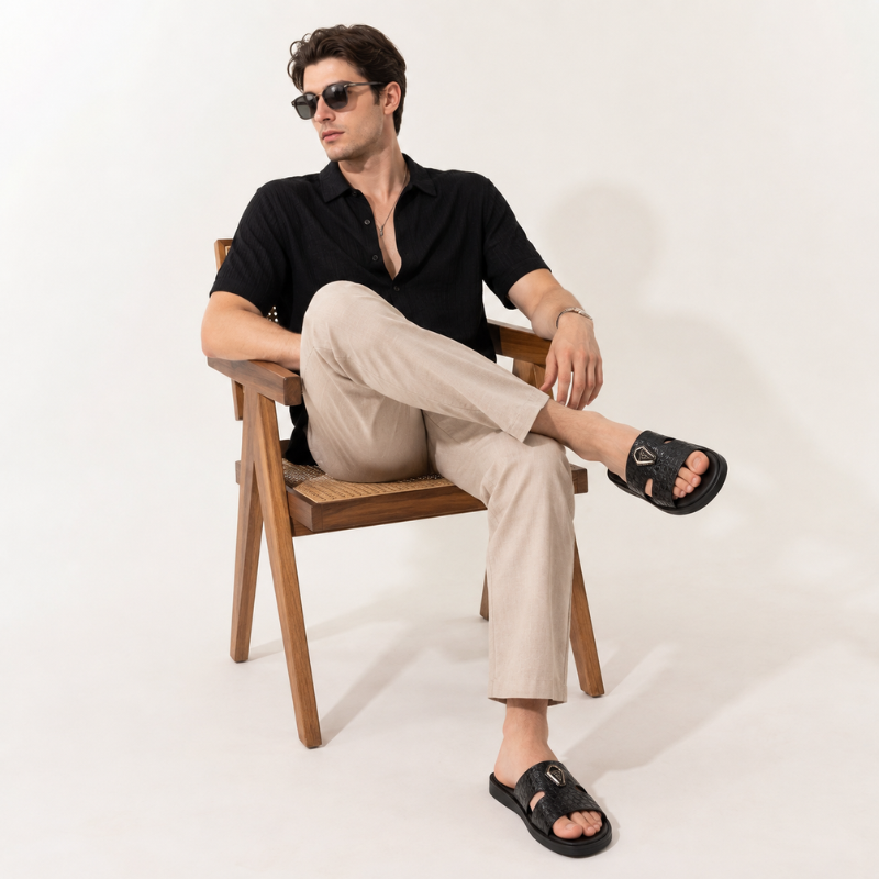 Men's Croc Textured Premium Slide Sandal