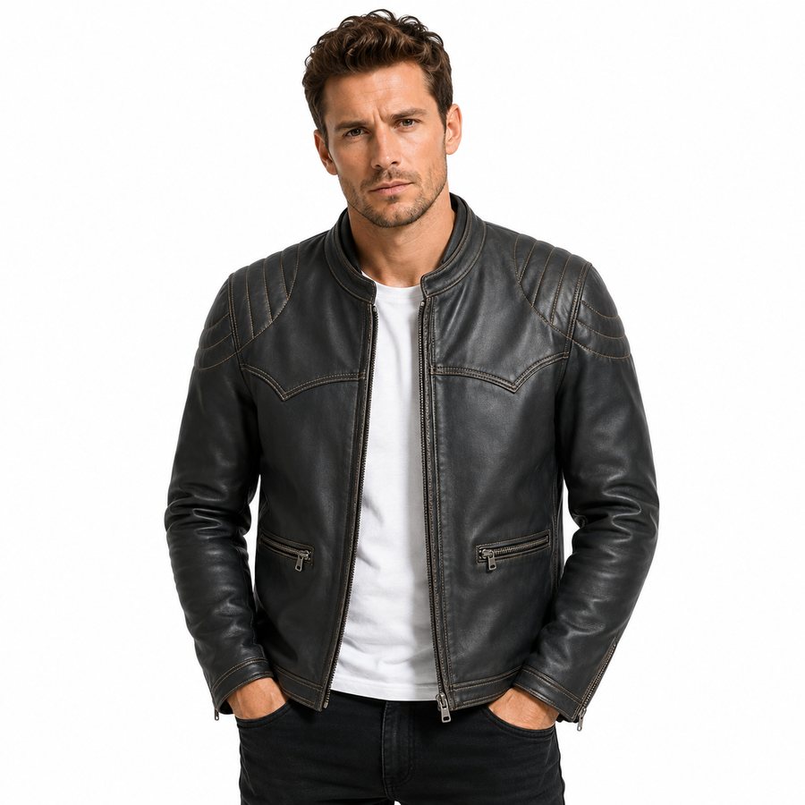 Men's Luxury Quilted Leather Biker Jacket