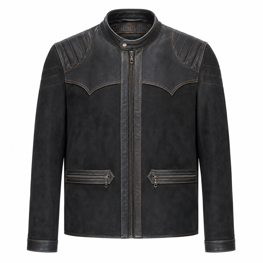Men's Midnight Suede Luxe Biker Jacket