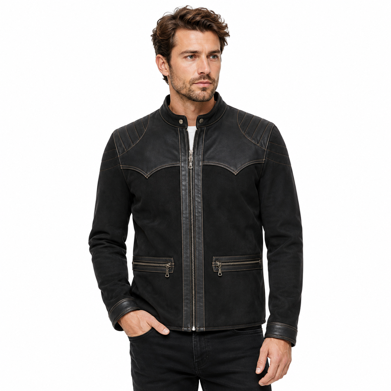 Men's Midnight Suede Luxe Biker Jacket