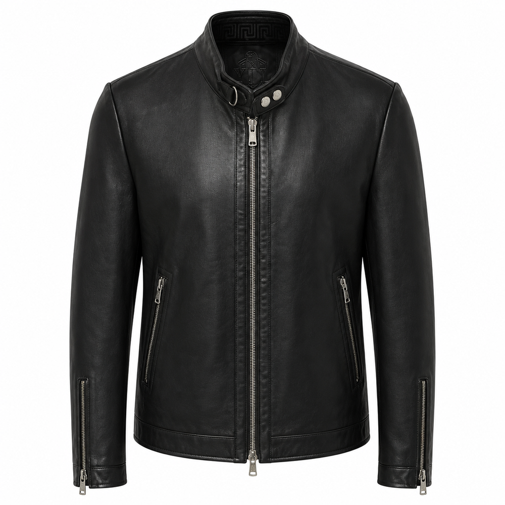 Men's Minimalist Leather Racer Jacket