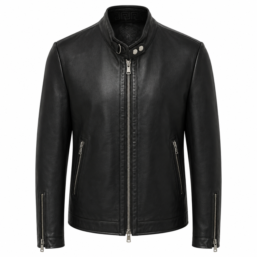 Men's Minimalist Leather Racer Jacket