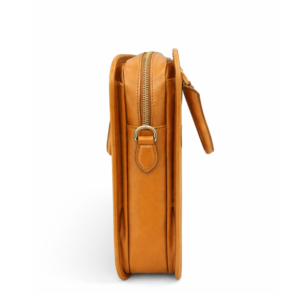 Men s Multifunctional Leather Luxury Briefcase Bag - Tan