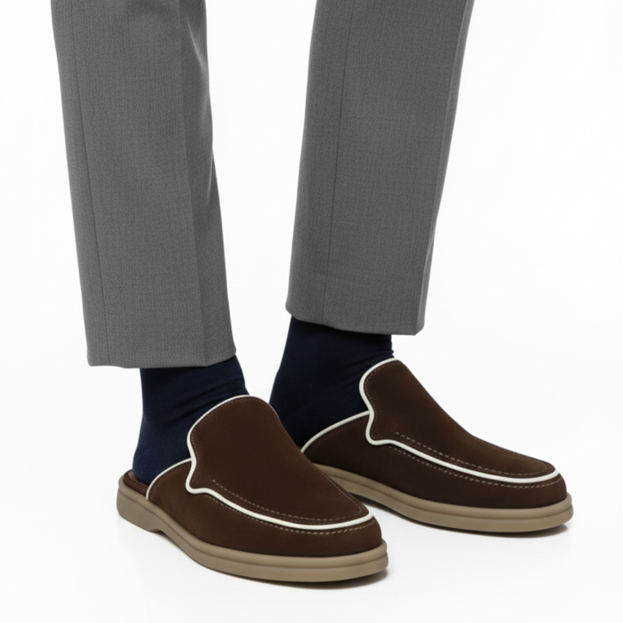 Relax Luxe Trim Suede Mule