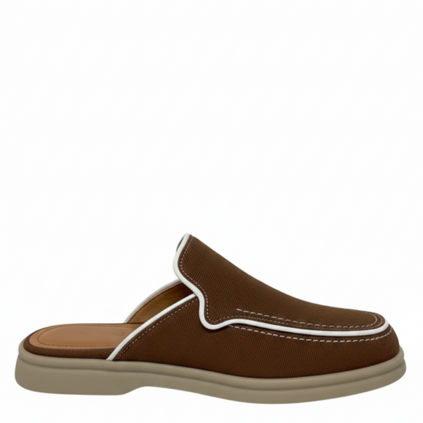 Relax Luxe Trim Suede Mule - Brown