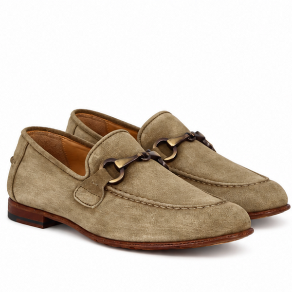 Men's beige suede moccasin