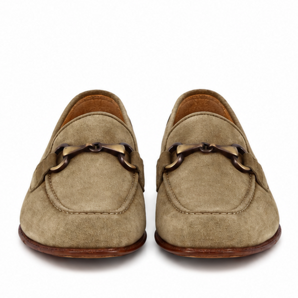 Men's beige suede moccasin