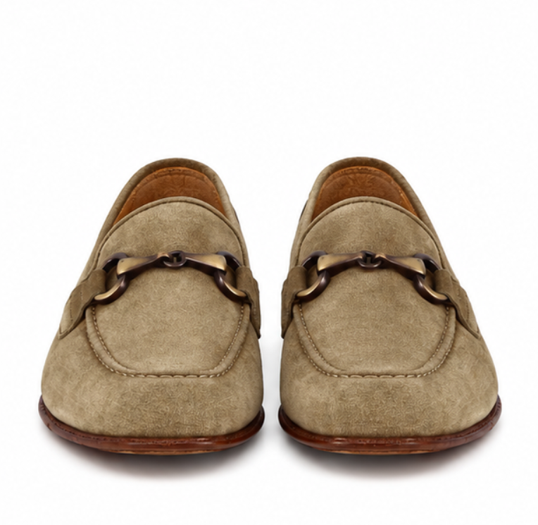 Men's beige suede moccasin