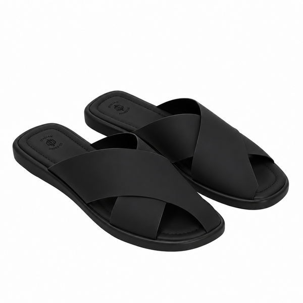 Mens Crisscross Double Strap Slider
